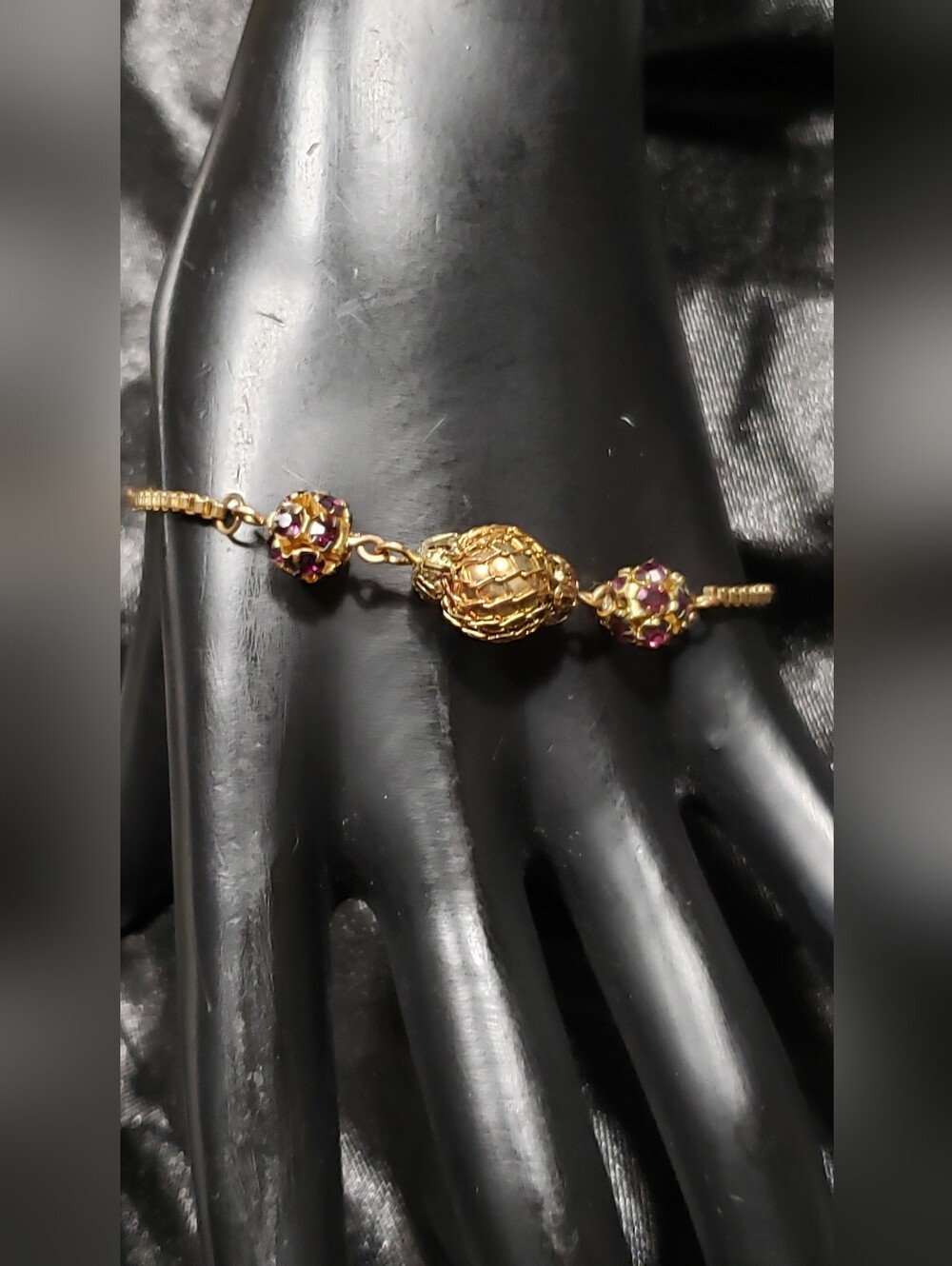 Gold-Tone Bracelet with Purple Crystal Accents